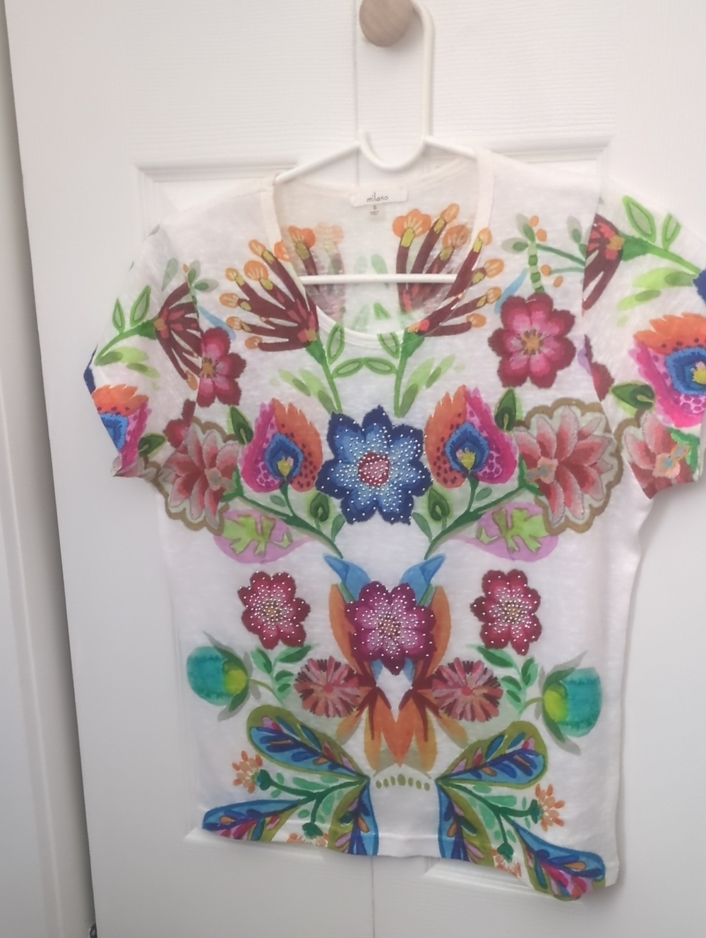 Milano White Tee with Multicolor Floral Print